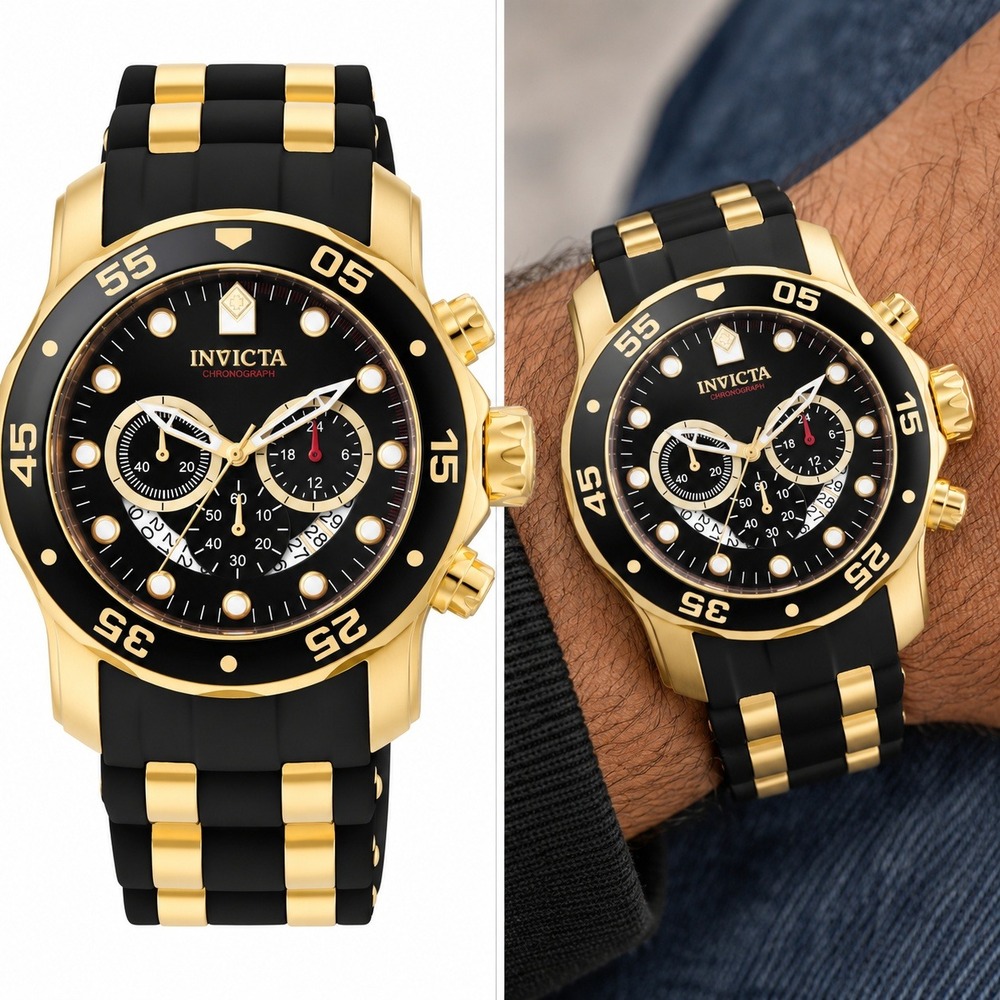 NEW‎ Invicta Pro Diver SCUBA Men's Watch 48mm Gold Black (6981)